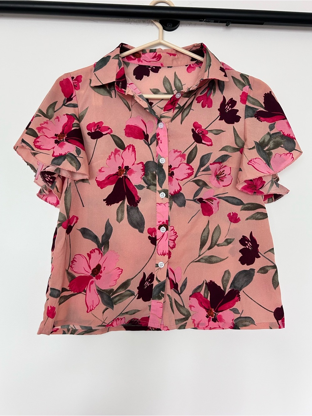 2 for 10$ 💕☀️ Floral top collared pink sz S